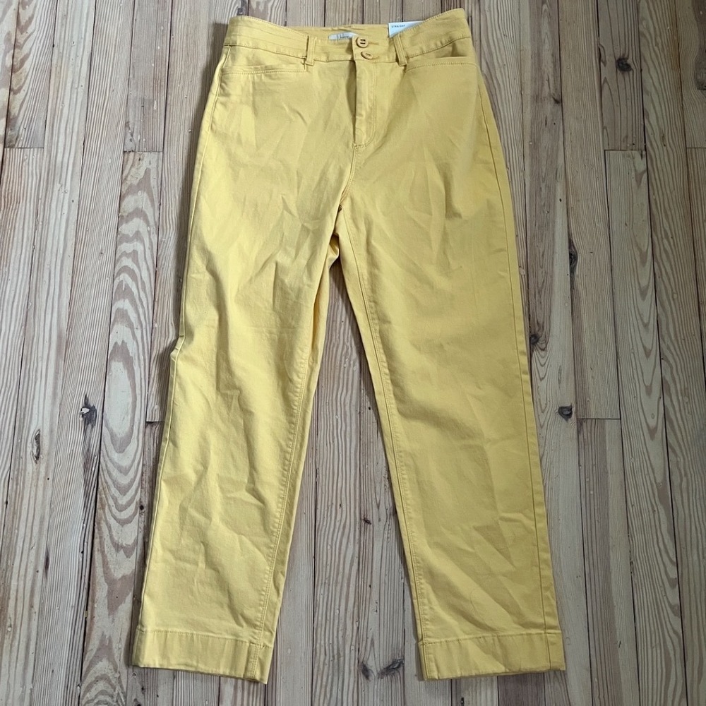 LOFT Outlet Straight Leg Pants Womens Size 6 Yellow High Rise Double Button NWT